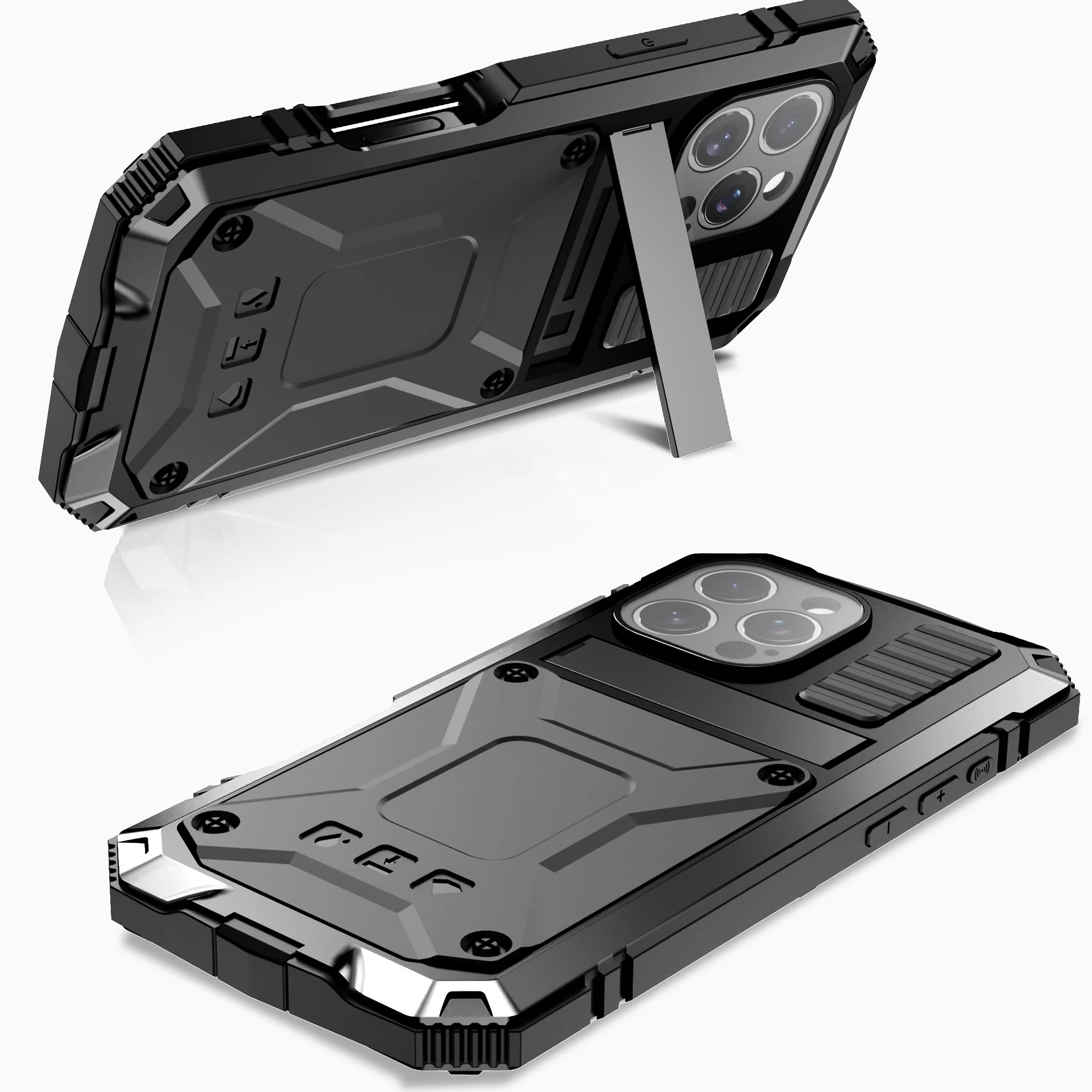 [Magsafe Compatible] Apple iPhone 15/Plus/Pro/Max - Metal Full Coverage Waterproof Heavy Duty Series Case With Stand - Image 11
