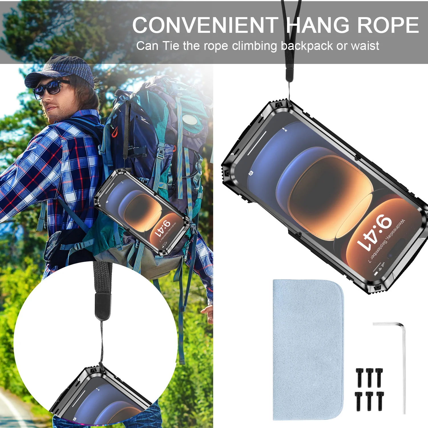 [Magsafe Compatible] Apple iPhone 15/Plus/Pro/Max - Metal Full Coverage Waterproof Heavy Duty Series Case With Stand - Image 7