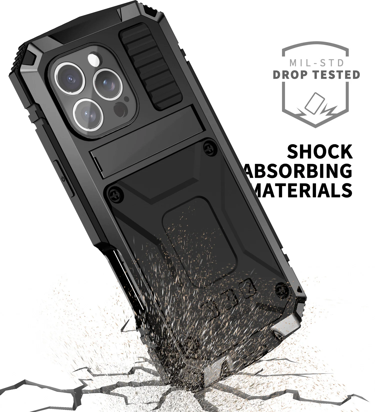 [Magsafe Compatible] Apple iPhone 15/Plus/Pro/Max - Metal Full Coverage Waterproof Heavy Duty Series Case With Stand - Image 9