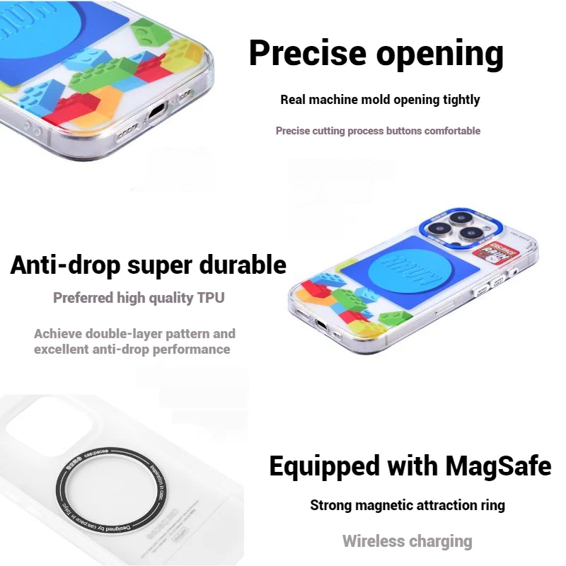 [Magsafe Compatible] Apple iPhone 15/Pro/Max - TPU Building Blocks Fashion-Forward Series Case - Image 5