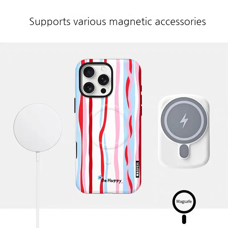 [Magsafe Compatible] Apple iPhone 17/Air/Pro/Max - Minimalist Stripe Shockproof Stand Case - Image 5