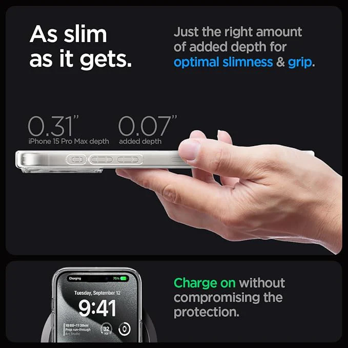 [Magsafe Compatible] Apple iPhone 15 Pro - SPIGEN Slim Protection Design Made Of Flexible TPU Bumper And Hard PC Back Cover Case - Image 4