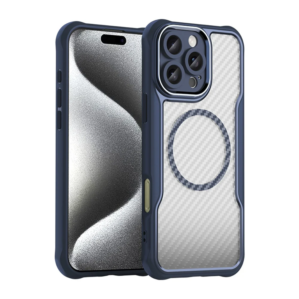 [Magsafe Compatible] Apple iPhone 16/Plus/Pro/Max/e - Carbon Fiber Texture MagSafe Translucent Phone Case - Image 3