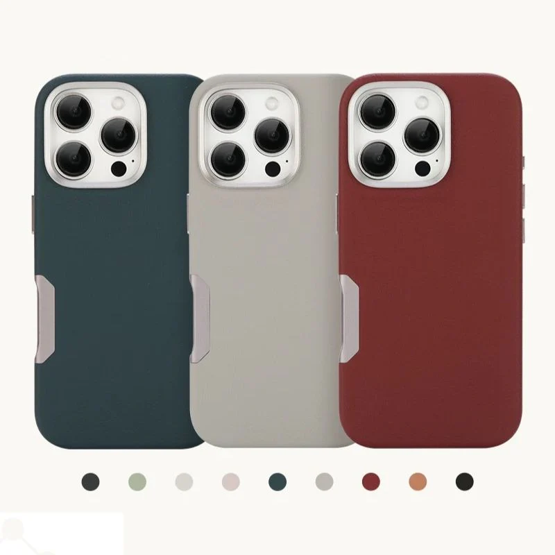 [Magsafe Compatible] Apple iPhone 16/Plus/Pro/Max - Metal Camera Button Leather Magnetic Shockproof Essentials Series Case - Image 2