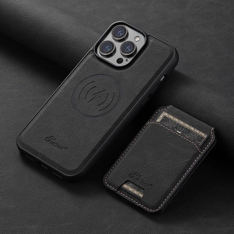 [Magsafe Compatible] Apple iPhone 15/Plus/Pro/Max Smart Wireless Leather Detachable Cards Stand Holder Case - Image 10