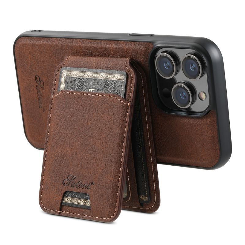 [Magsafe Compatible] Apple iPhone 15/Plus/Pro/Max Smart Wireless Leather Detachable Cards Stand Holder Case - Image 9