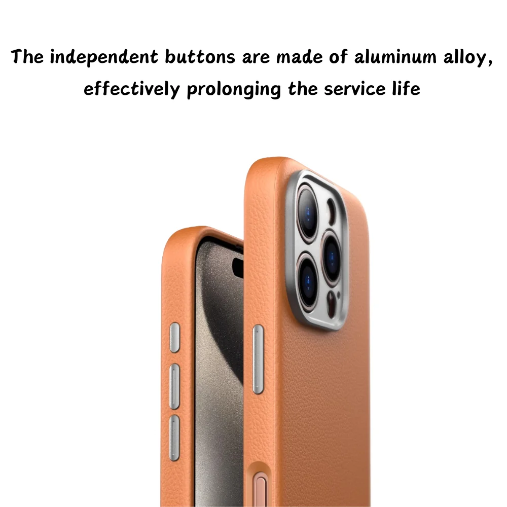 [Magsafe Compatible] Apple iPhone 16/Pro/Max - Alloy Lens Cover Shockproof Scratch Resistant Genuine Leather Series Case - Image 4