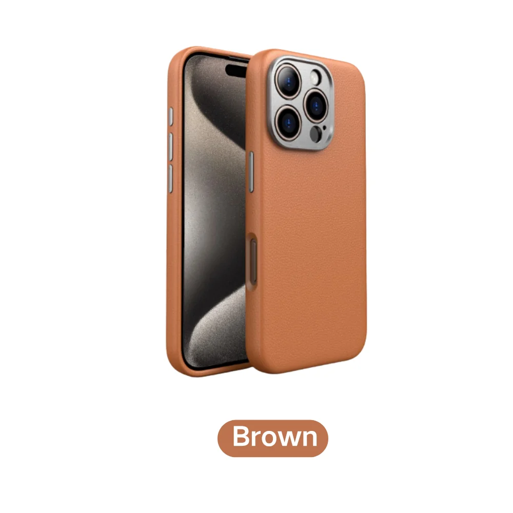 [Magsafe Compatible] Apple iPhone 16/Pro/Max - Alloy Lens Cover Shockproof Scratch Resistant Genuine Leather Series Case - Image 8