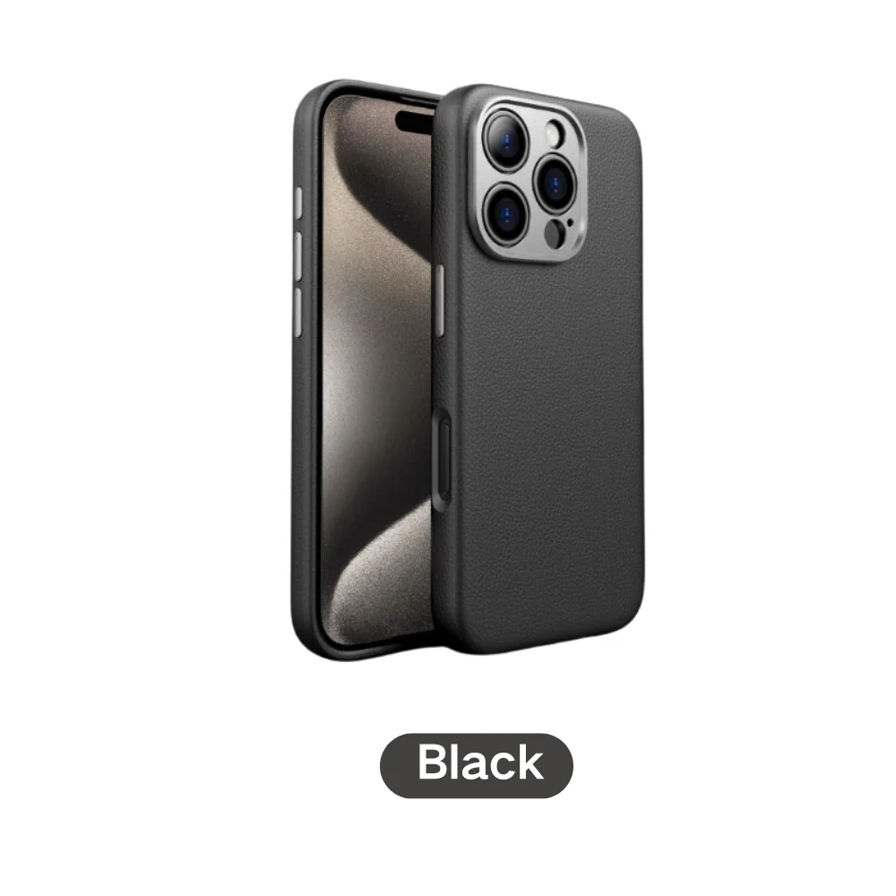 [Magsafe Compatible] Apple iPhone 16/Pro/Max - Alloy Lens Cover Shockproof Scratch Resistant Genuine Leather Series Case - Image 9