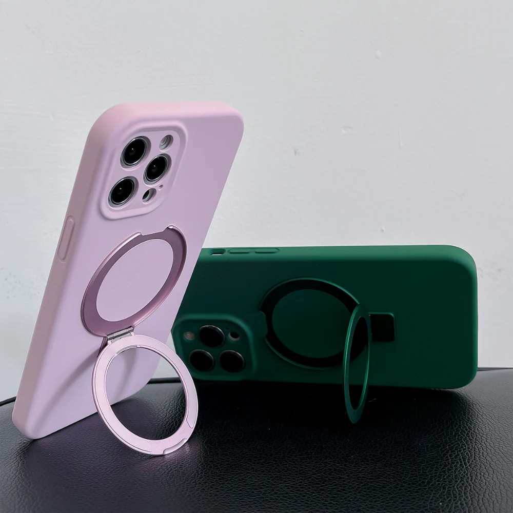 [Magsafe Compatible] Apple iPhone 16/Pro/Max - Simple Silicone Drop Proof Stand Series Case - Image 8