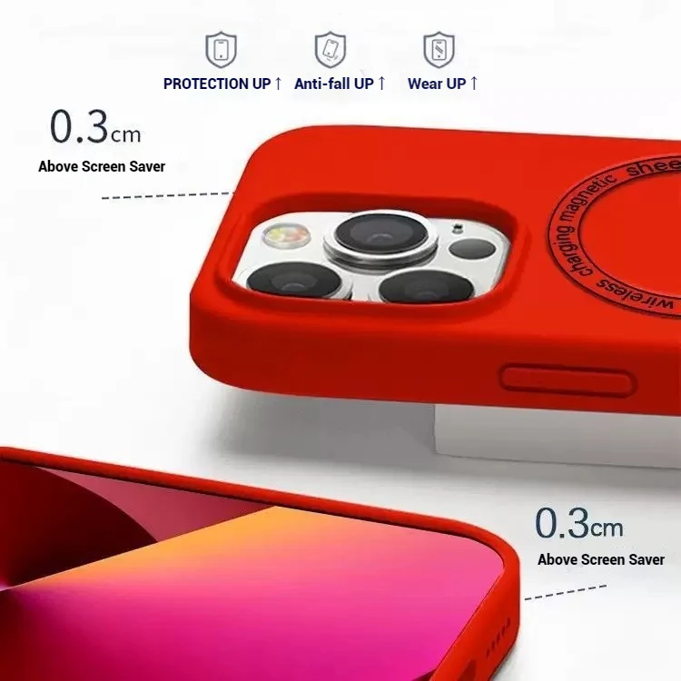[Magsafe Compatible] Apple iPhone 14/Pro/Max - Solid Color Liquid Silicone Magnetic Essentials Series Case - Image 2
