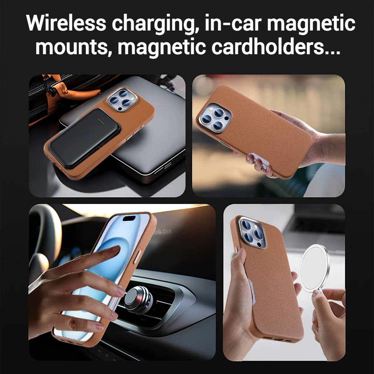 [Magsafe Compatible] Apple iPhone 16/Pro/Pro Max/Plus Premium Leather Shockproof Case - Image 5