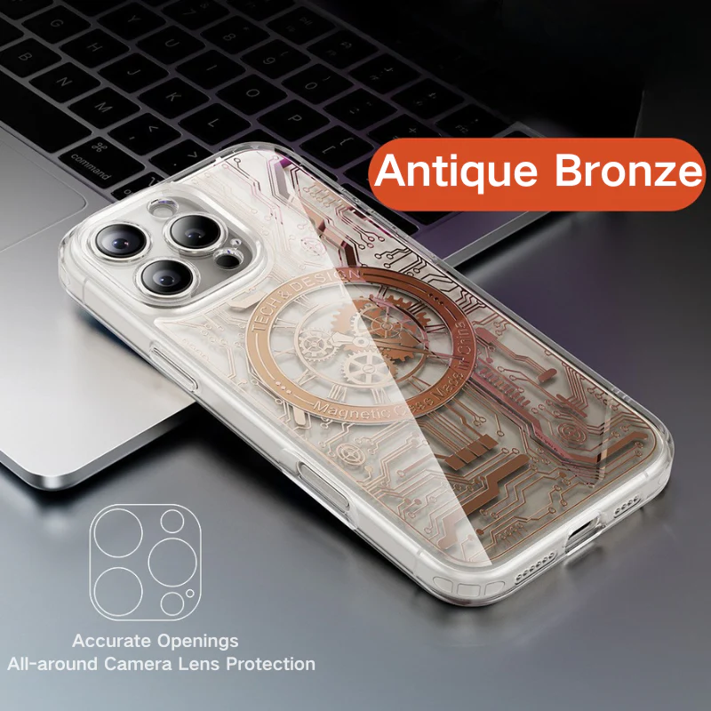 [Magsafe Compatible] Apple iPhone 16/Pro/Pro Max/Plus Transparent Punk-Style Shockproof Case with Mechanical Watch Design - Image 12