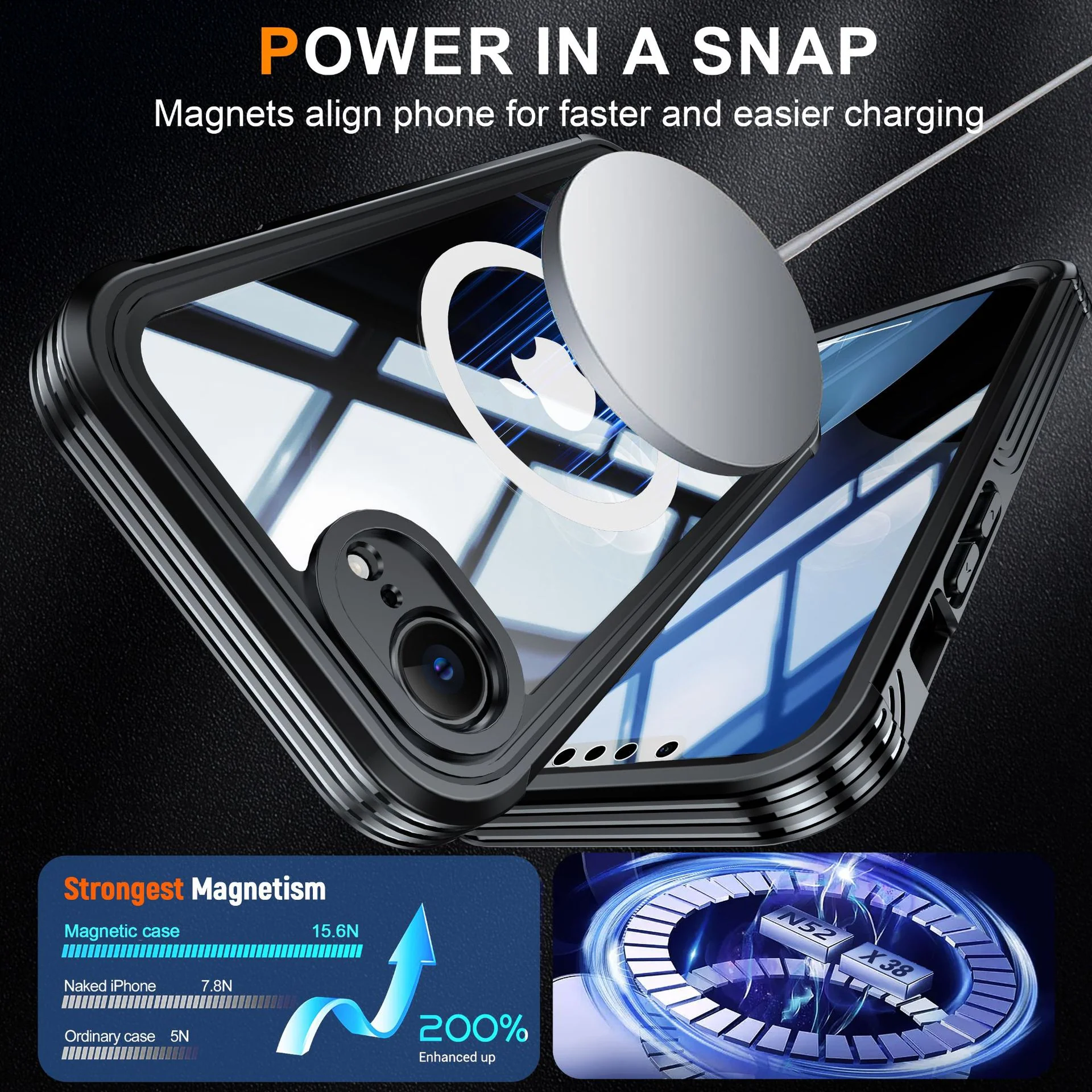 [Magsafe Compatible] Apple iPhone 16e & 17e Transparent Shockproof Wireless Charging Case - Image 3