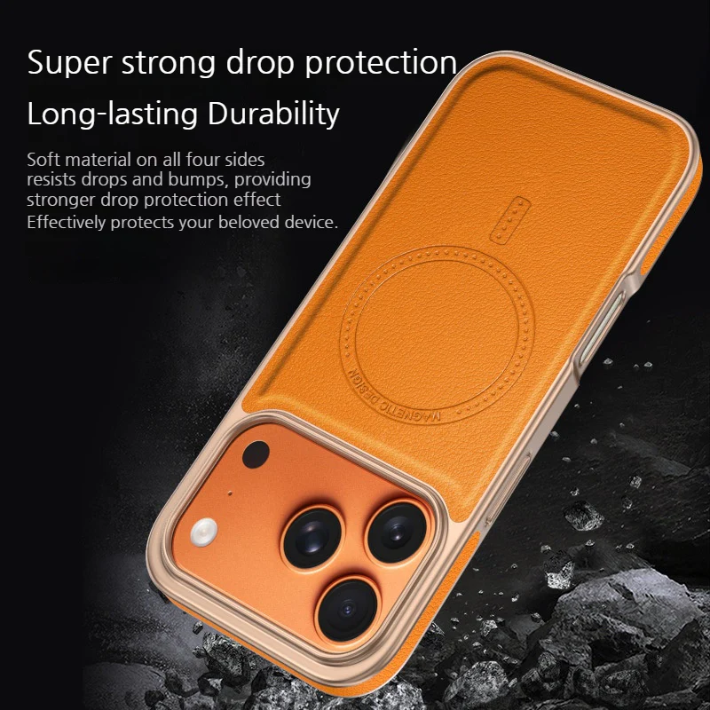 [Magsafe Compatible] Apple iPhone 17/Air/Pro/Max Micro-sanded Electroplated Leather Essentials Series Case - Image 11