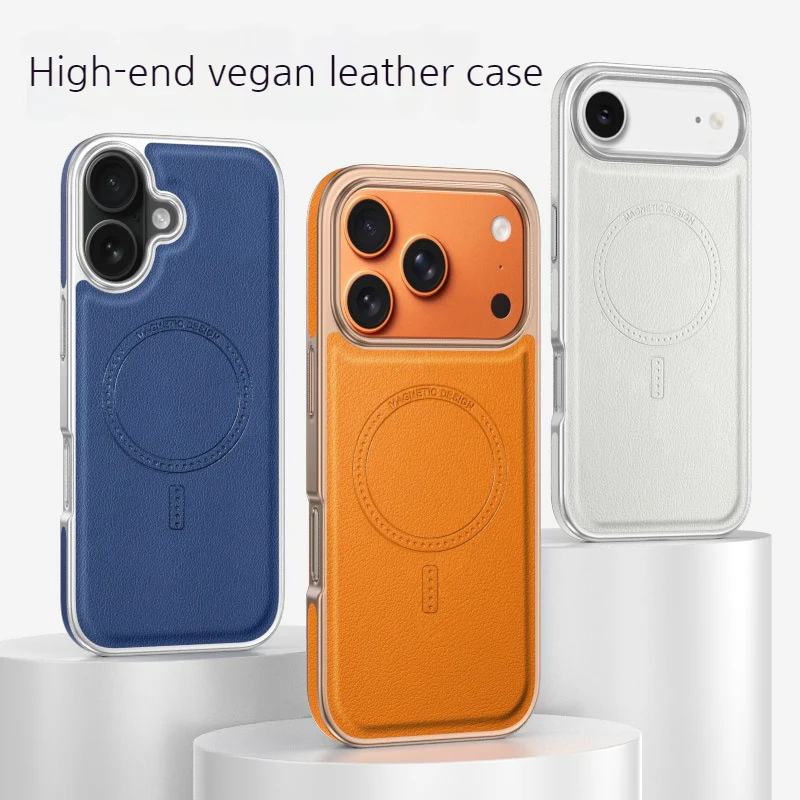 [Magsafe Compatible] Apple iPhone 17/Air/Pro/Max Micro-sanded Electroplated Leather Essentials Series Case - Image 12