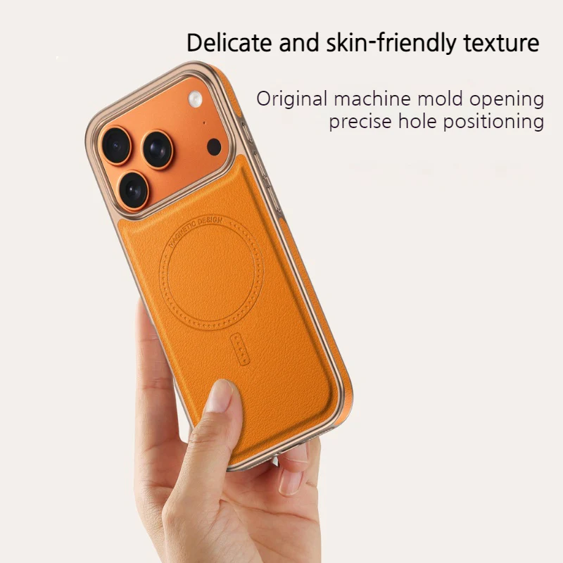 [Magsafe Compatible] Apple iPhone 17/Air/Pro/Max Micro-sanded Electroplated Leather Essentials Series Case - Image 8