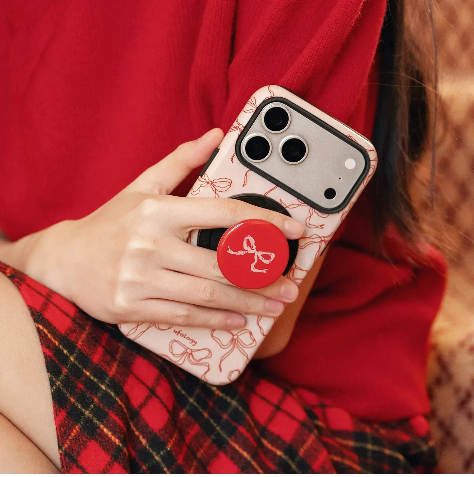 [Magsafe Compatible] Apple iPhone 17/Pro/Max - Bow Design 2-in-1 Shockproof Phone Case with Stand