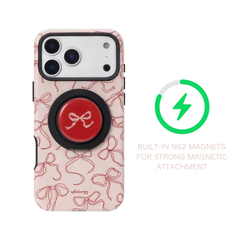 [Magsafe Compatible] Apple iPhone 17/Pro/Max - Bow Design 2-in-1 Shockproof Phone Case with Stand - Image 6