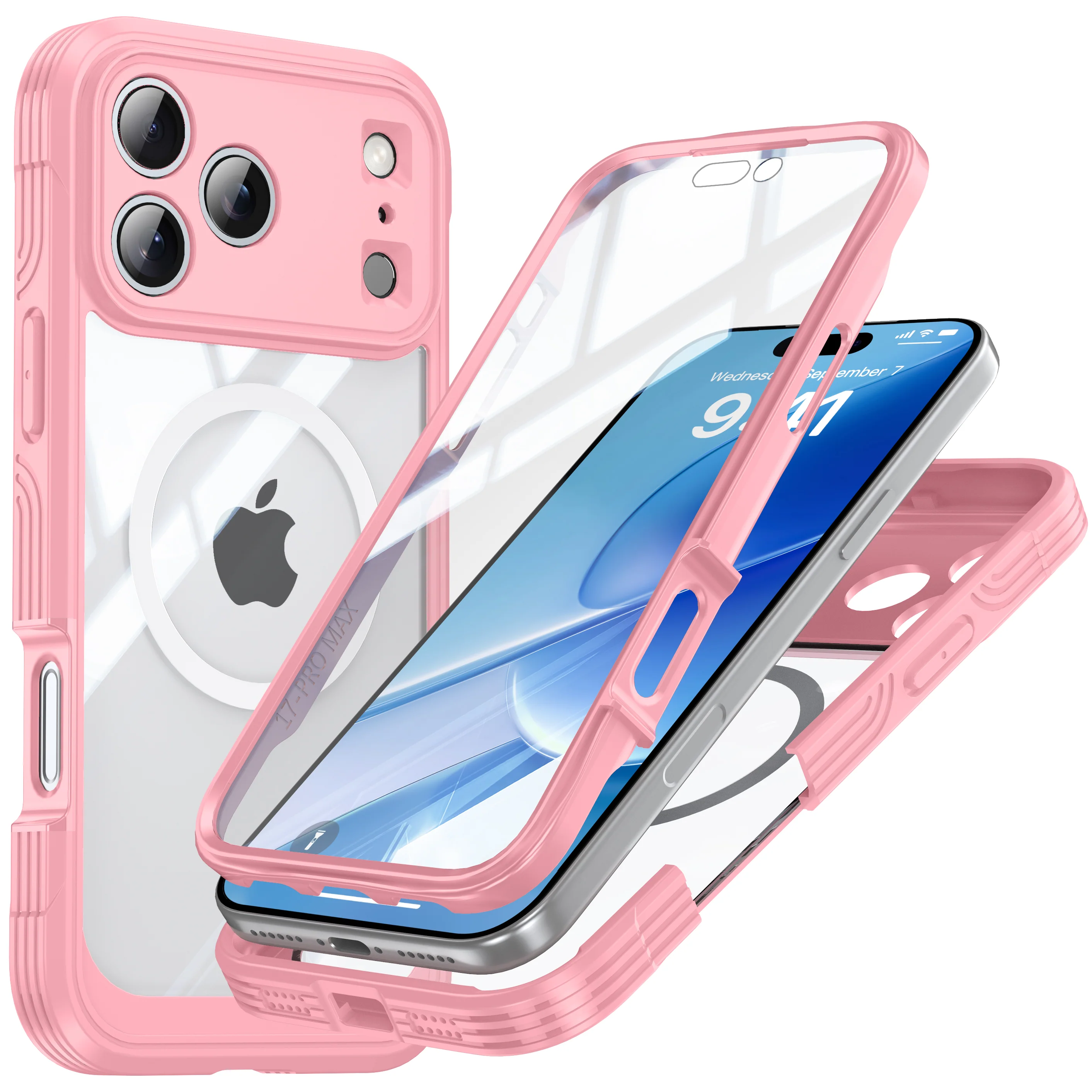 [Magsafe Compatible][Built-in Glass Screen Protector] Apple iPhone 17/Air/Pro/Pro Max - Transparent Full Covered Shockproof Lifeproof Series Case - Image 2