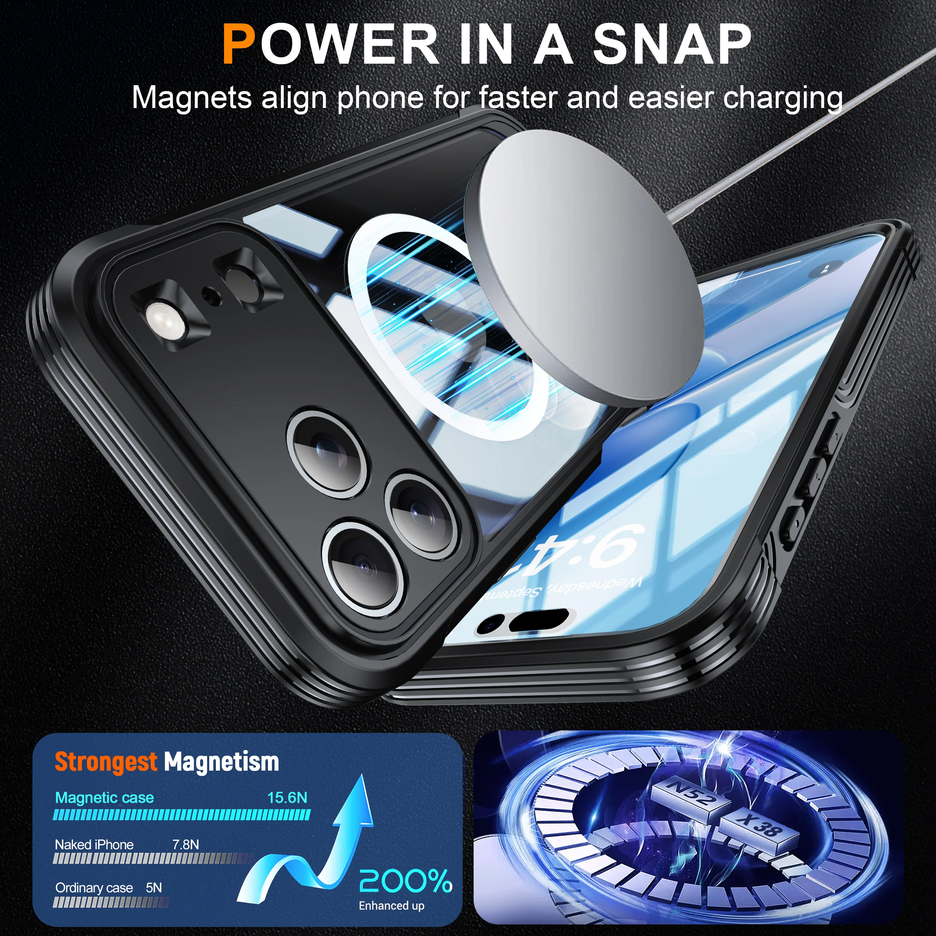 [Magsafe Compatible][Built-in Glass Screen Protector] Apple iPhone 17/Air/Pro/Pro Max - Transparent Full Covered Shockproof Lifeproof Series Case - Image 6