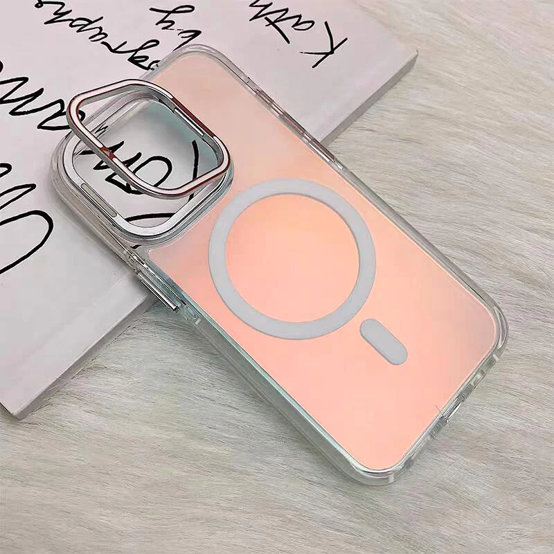 [Magsafe Compatible][Built-in Hidden Camera Stand] Apple iPhone 14/Pro/Pro Max Laser Holographic Matte Shockproof Essentials Series Case - Image 13