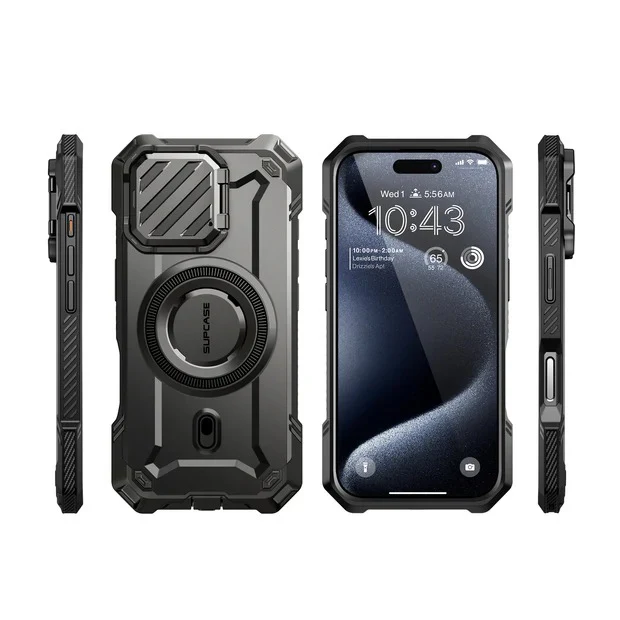 [Magsafe Compatible][Built-in Stand] Apple iPhone 15 / Pro / Pro Max Zinc alloy camera cover with protective doily to guard lenses Shockproof Heavy Duty Case - Image 15