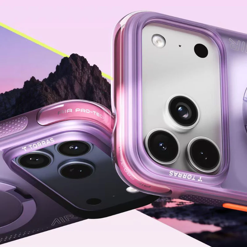 [Magsafe Compatible][Built-in Stand] Apple iPhone 17 Pro/Pro Max - TORRAS Acrylic Airbag Full-Body Shockproof Case - Image 3