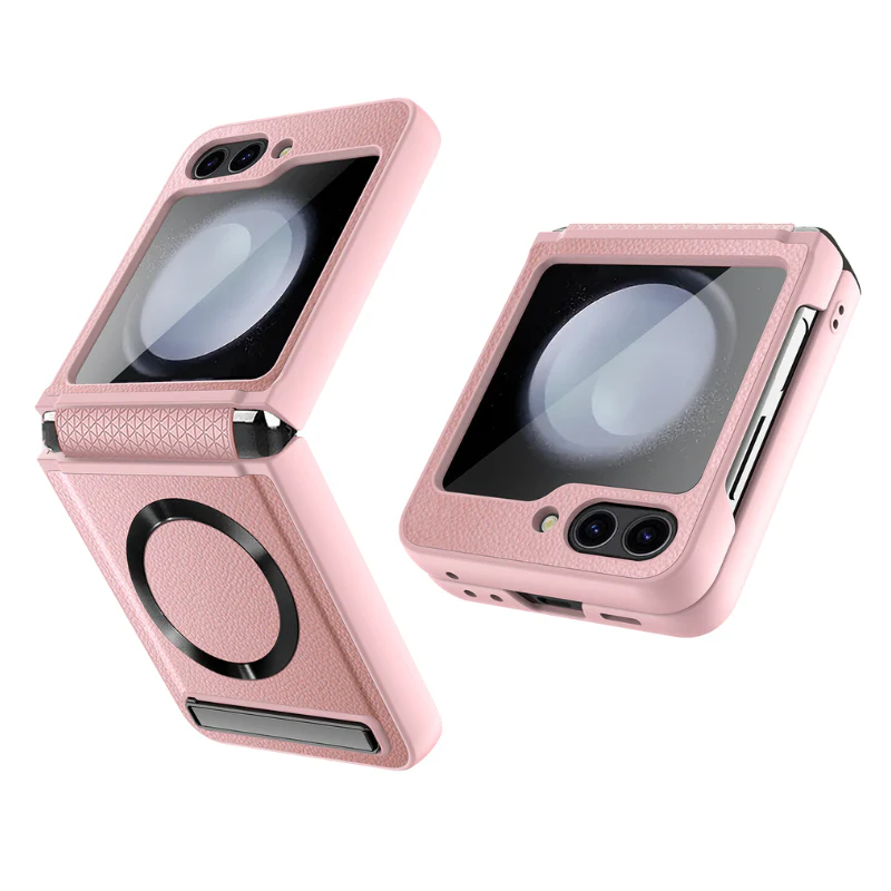 [Magsafe Compatible][Built-in Stand] Samsung Galaxy Z Flip 4 SM-F721 Wireless Charging Leather Full-cover Shockproof Essentials Series Case - Image 15