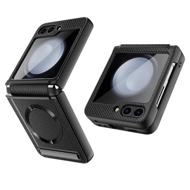 [Magsafe Compatible][Built-in Stand] Samsung Galaxy Z Flip 4 SM-F721 Wireless Charging Leather Full-cover Shockproof Essentials Series Case - Image 16