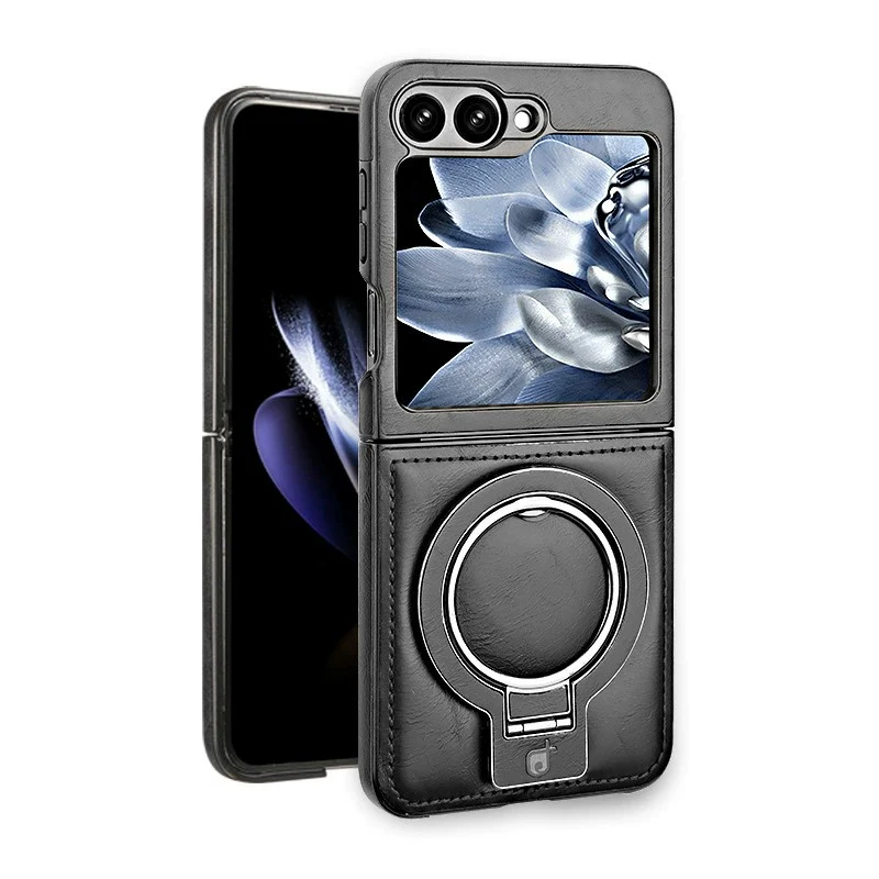 [Magsafe Compatible][Built-in Stand] Samsung Galaxy Z Flip5 SM-F731 - Business Casual Luxury Leather Stand Series Case - Image 2