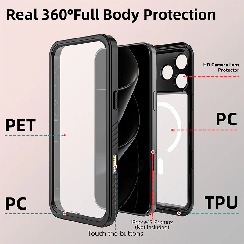 [Magsafe Compatible][FM Series] Apple iPhone 17/Air/Pro/Pro Max - Redpepper Full Covered Waterproof Heavy Duty Tough Armor Case - Image 2