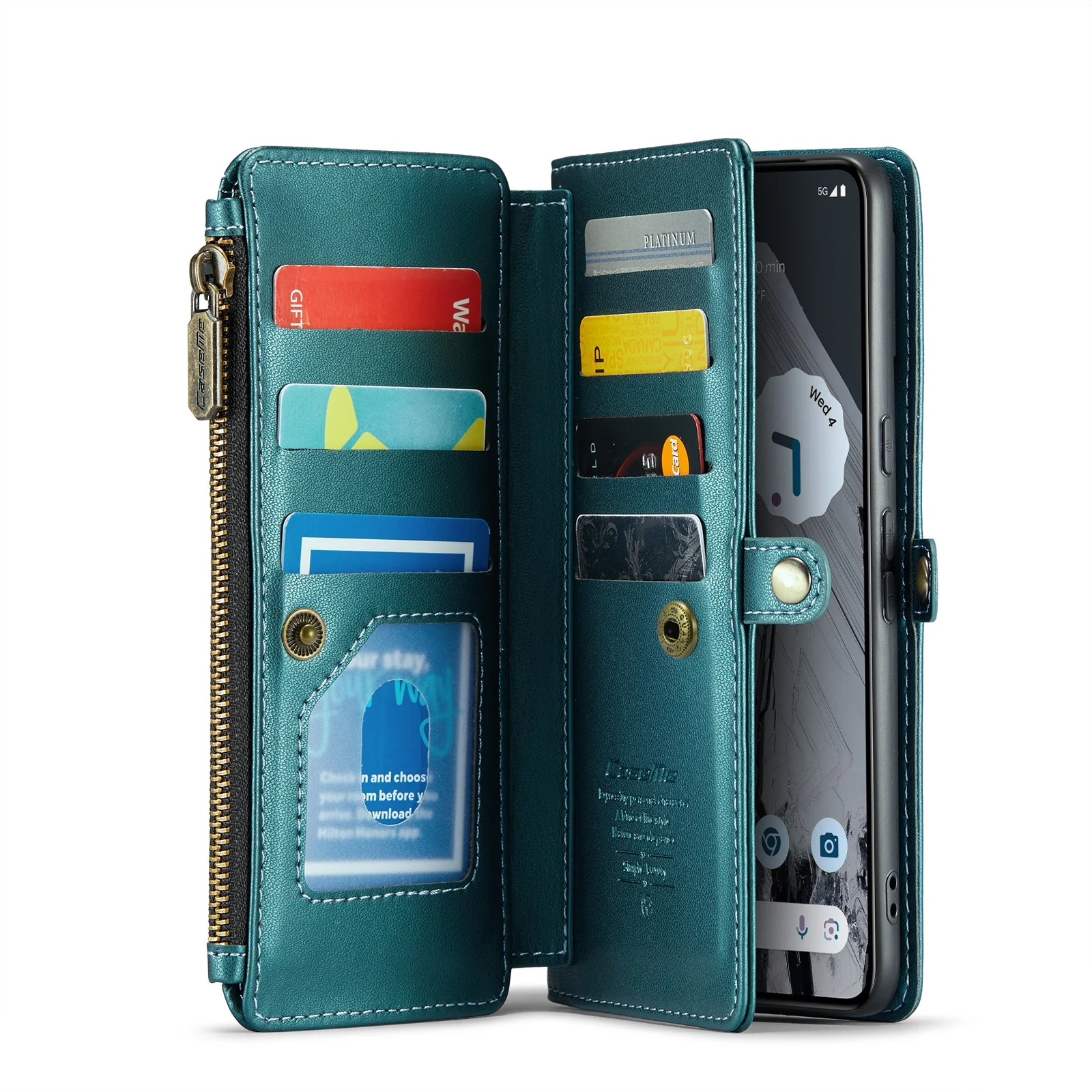 [Magsafe Compatible] Google Pixel 10a - Zipper Style Crossbody PU Leather Wallet Series Stand Case With Lanyard - Image 8