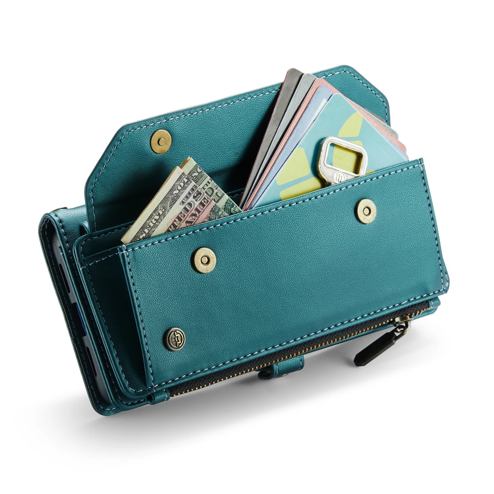 [Magsafe Compatible] Google Pixel 10a - Zipper Style Crossbody PU Leather Wallet Series Stand Case With Lanyard - Image 9