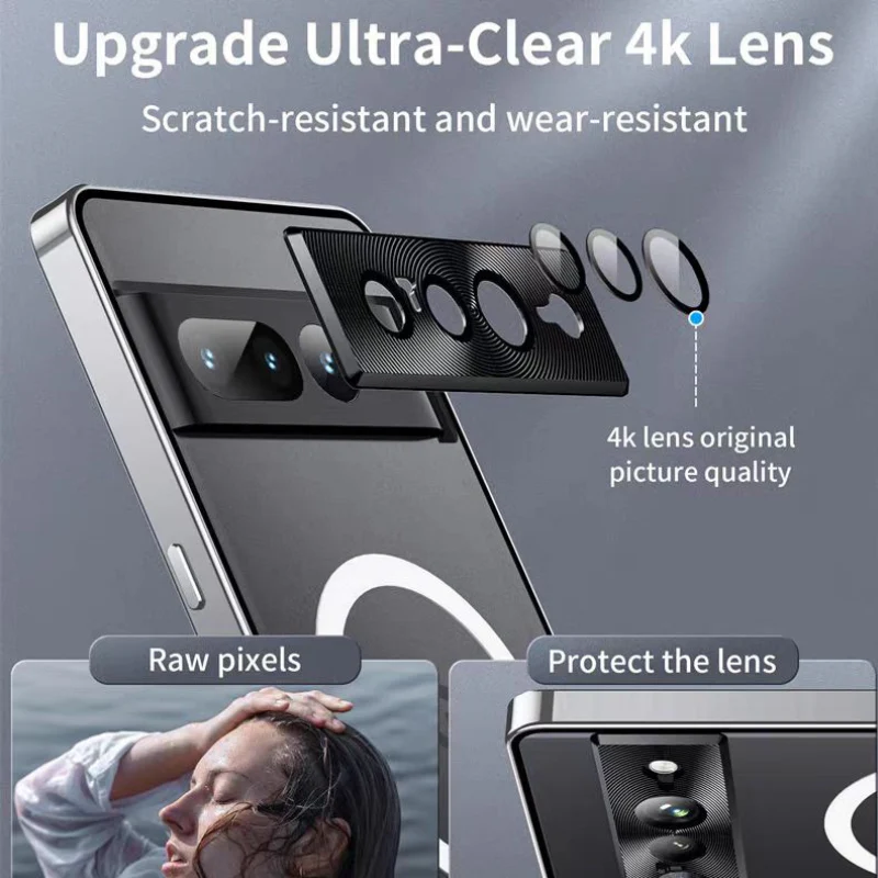 [Magsafe Compatible] Google Pixel 8/Pro Glass Transparent Metal Frame Ultra-thin Shockproof Essentials Series Case - Image 7
