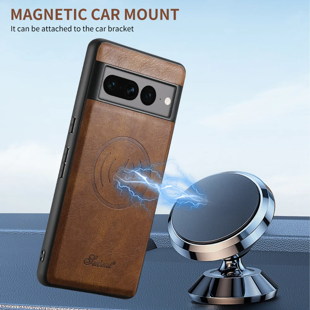 [Magsafe Compatible] Google Pixel 7/Pro/A - Premium Leather Magnetic Wallet Stand Protection Case - Image 7