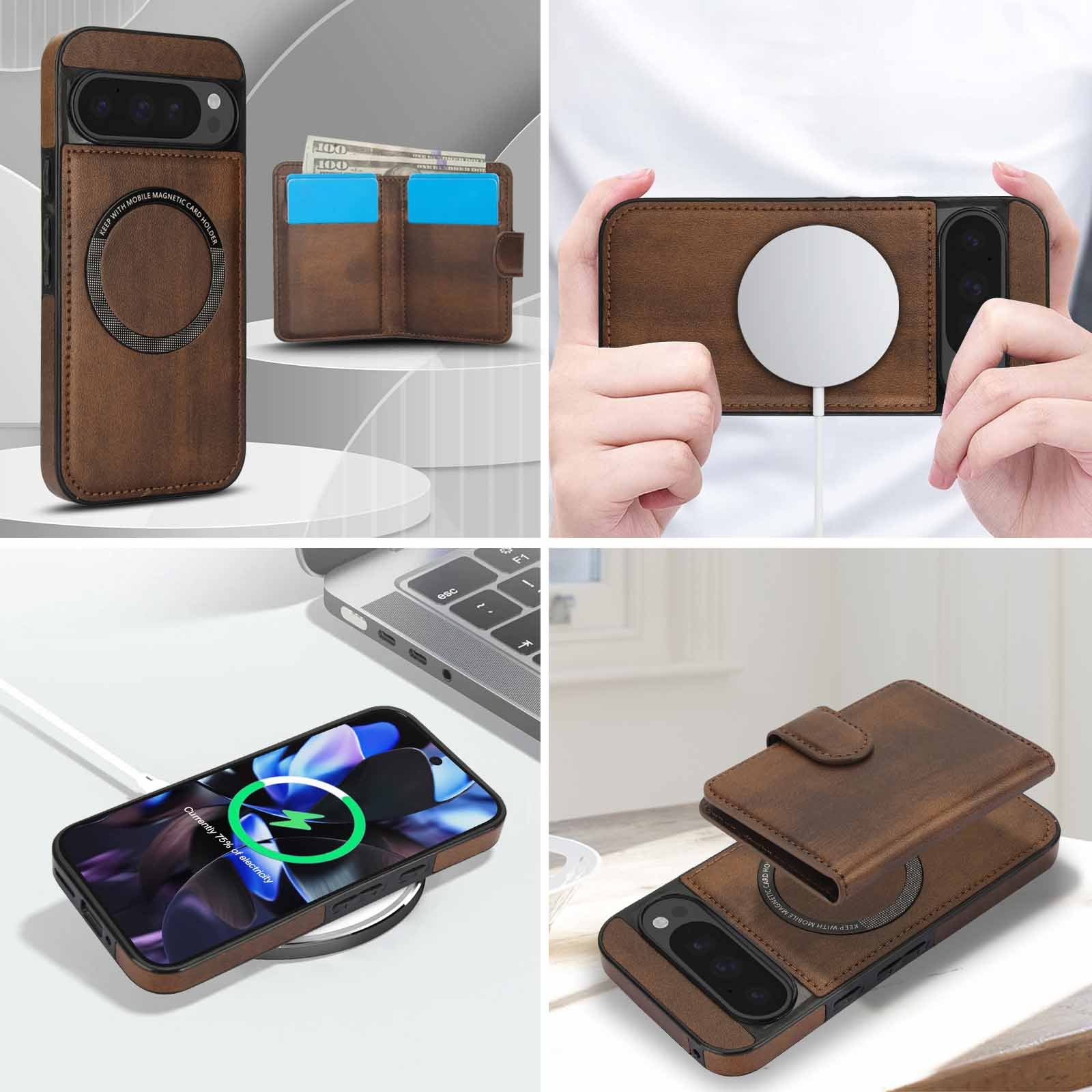 [Magsafe Compatible] Google Pixel 9/Pro/Pro XL/A - 2-in-1 Detachable Wallet Leather Case with Card Holder - Image 10