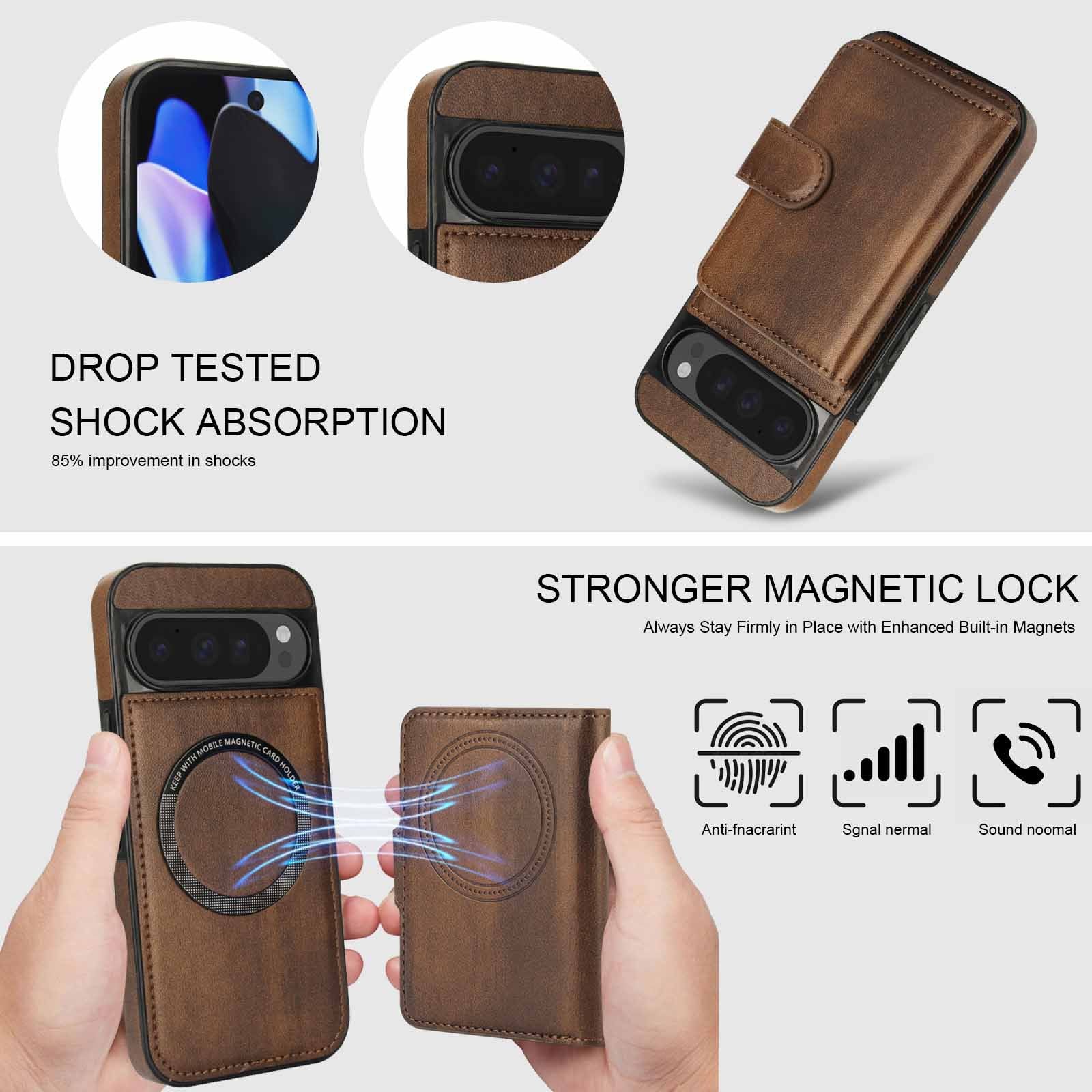 [Magsafe Compatible] Google Pixel 9/Pro/Pro XL/A - 2-in-1 Detachable Wallet Leather Case with Card Holder - Image 11