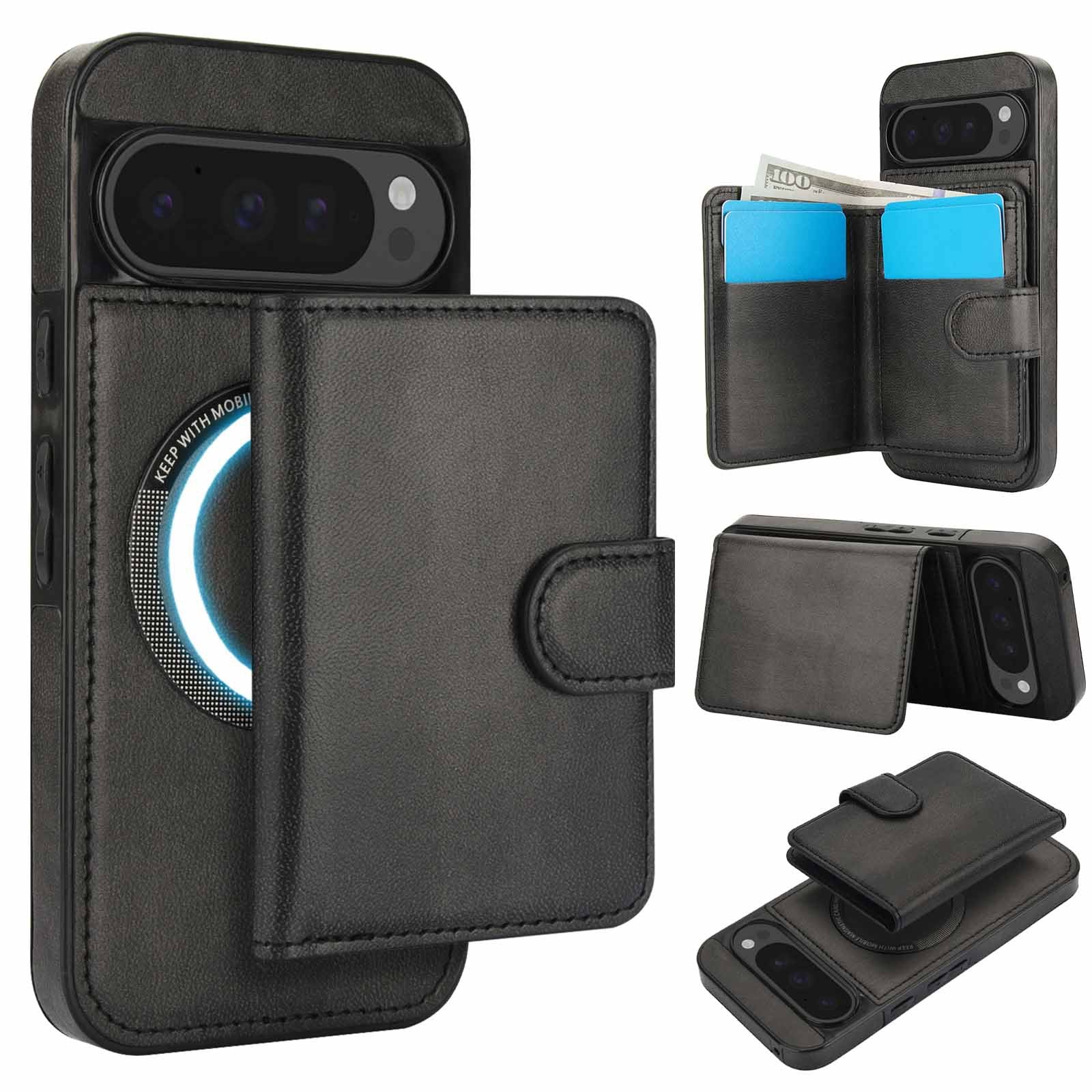 [Magsafe Compatible] Google Pixel 9/Pro/Pro XL/A - 2-in-1 Detachable Wallet Leather Case with Card Holder - Image 9