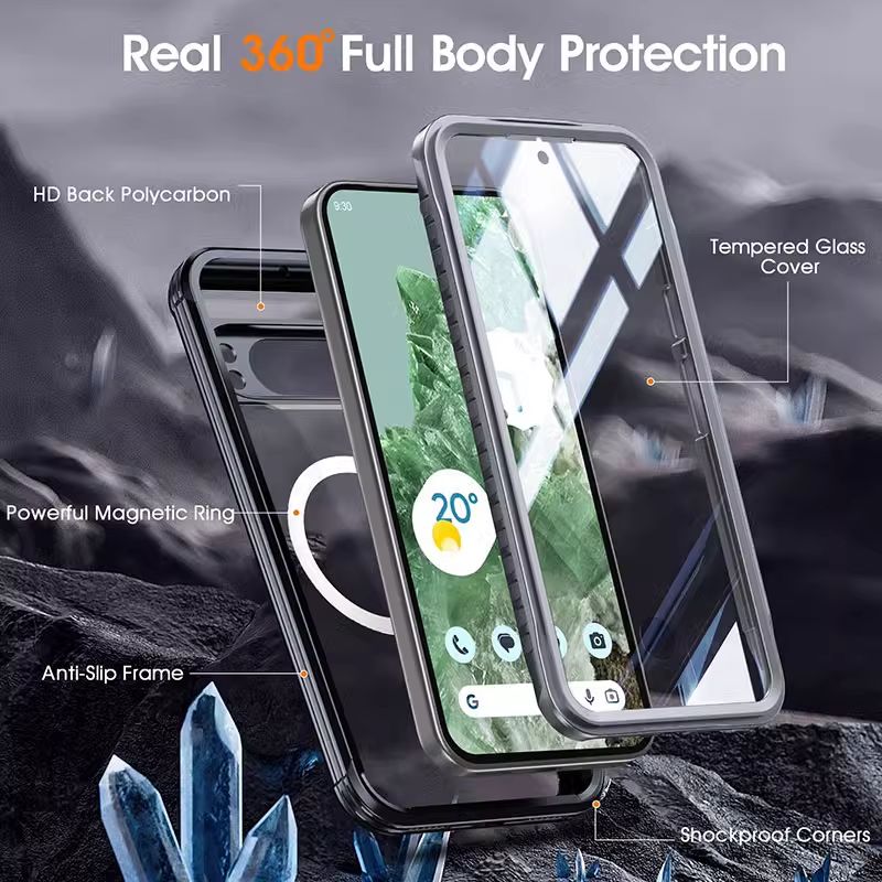 [Magsafe Compatible] Google Pixel 9/Pro/XL - Transparent Full Covered Shockproof Lifeproof Series Case - Image 3
