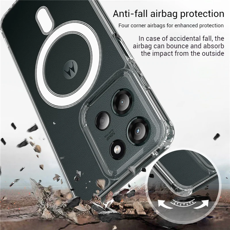 [Magsafe Compatible] Motorola Moto Edge 60 Stylus - Acrylic Transparent Shockproof Case - Image 8