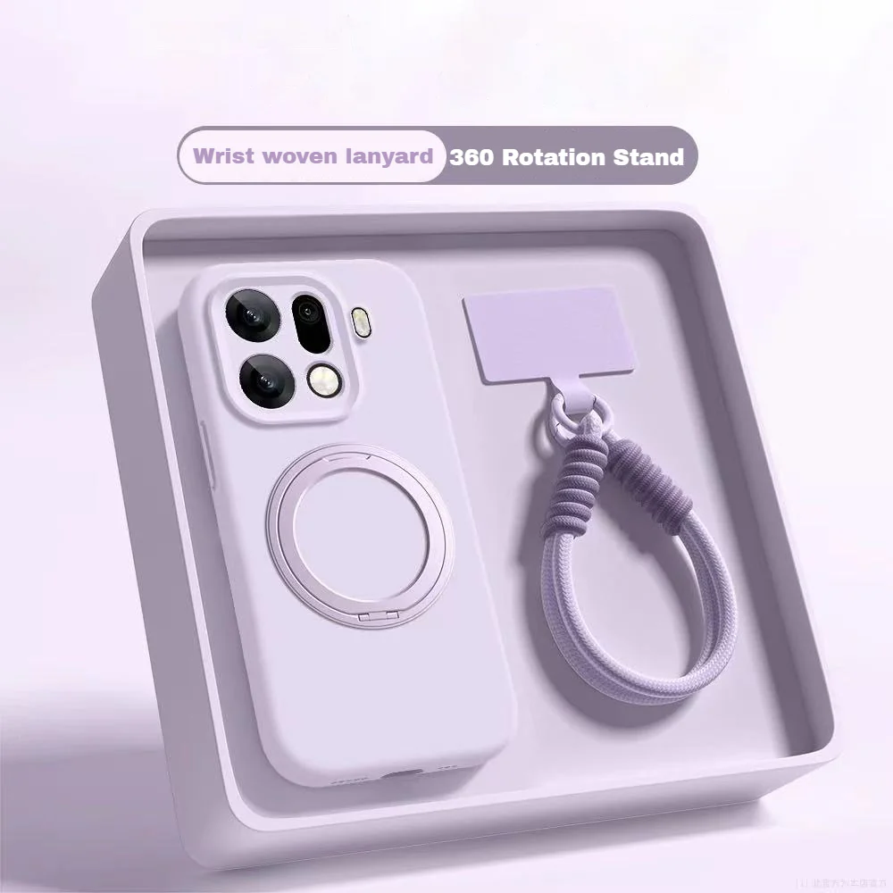 [Magsafe Compatible] OPPO Reno15 & Pro - Premium 360° Magnetic Rotatable Stand Liquid Silicone Case with Braided Lanyard