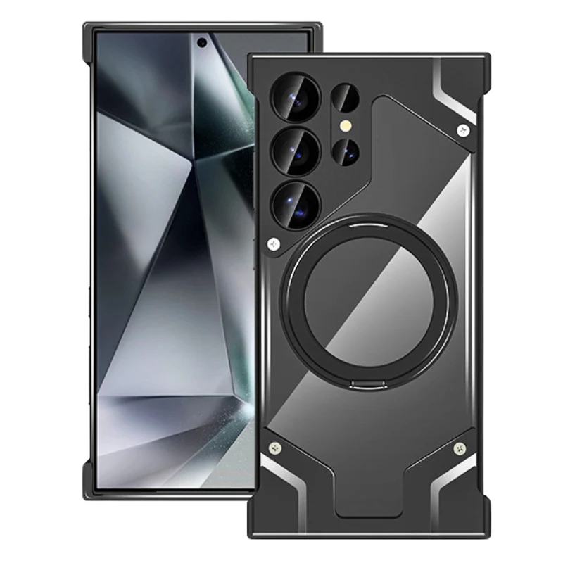 [Magsafe Compatible] Samsung Galaxy S24 Ultra 5G - (SM-S928) - Aluminum Alloy Anti-fall Frameless Magnetic Rotating Stand Case