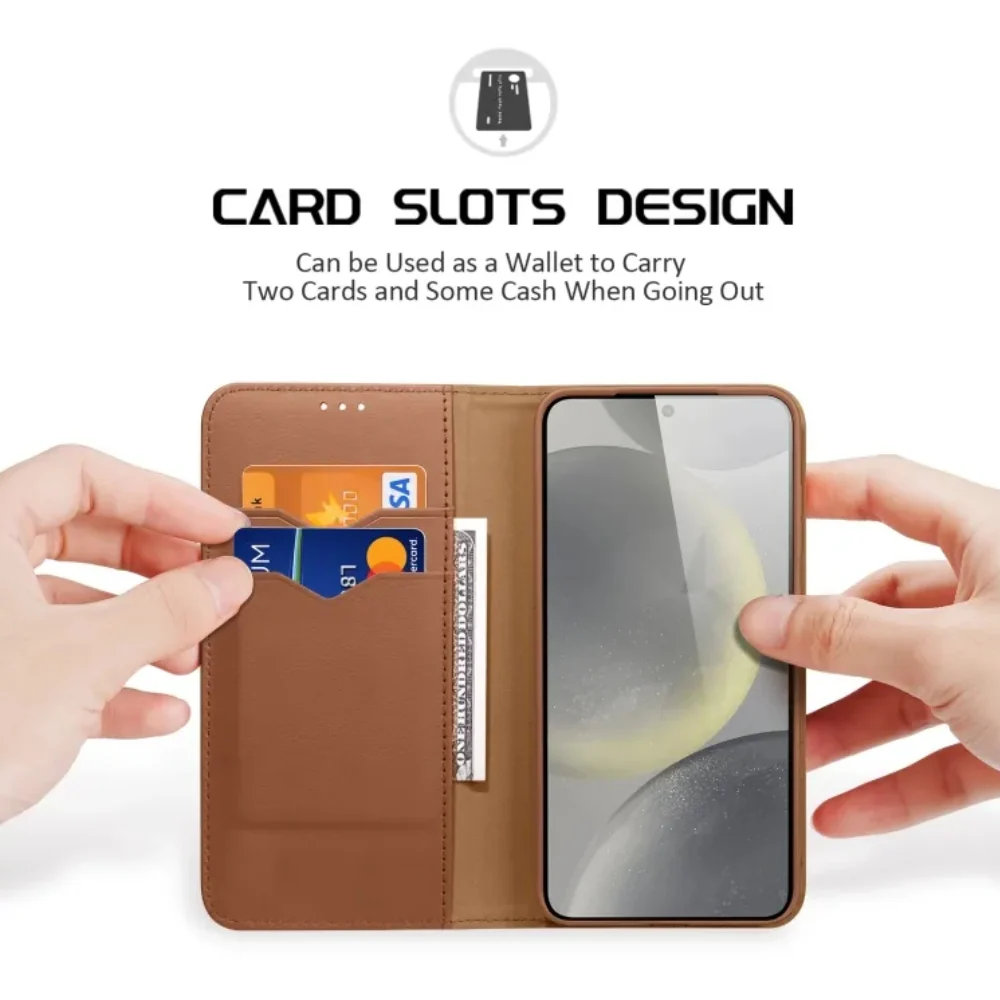 [Magsafe Compatible] Samsung Galaxy S25/Plus/Ultra - Genuine Leather Flip Stand Wallet Series Case - Image 6