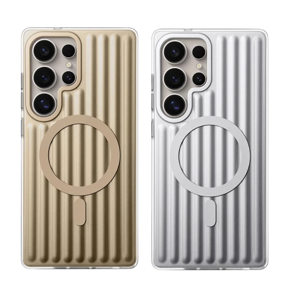 [Magsafe Compatible] Samsung Galaxy S25/Plus/Ultra - Sanlinba Simple Corrugated Striped Matte Drop-proof Case - Image 3