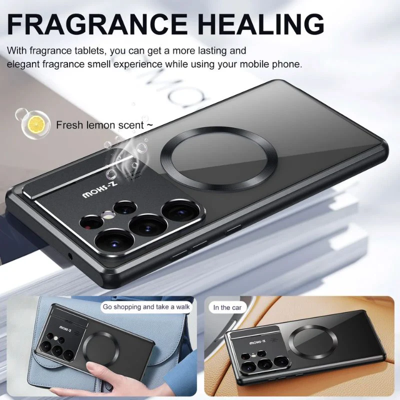 [Magsafe Compatible] Samsung galaxy S25 Ultra 5G (SM-S938) - Aluminum Magnetic Metal Camera lens Stand Case With Aromatherapy - Image 10