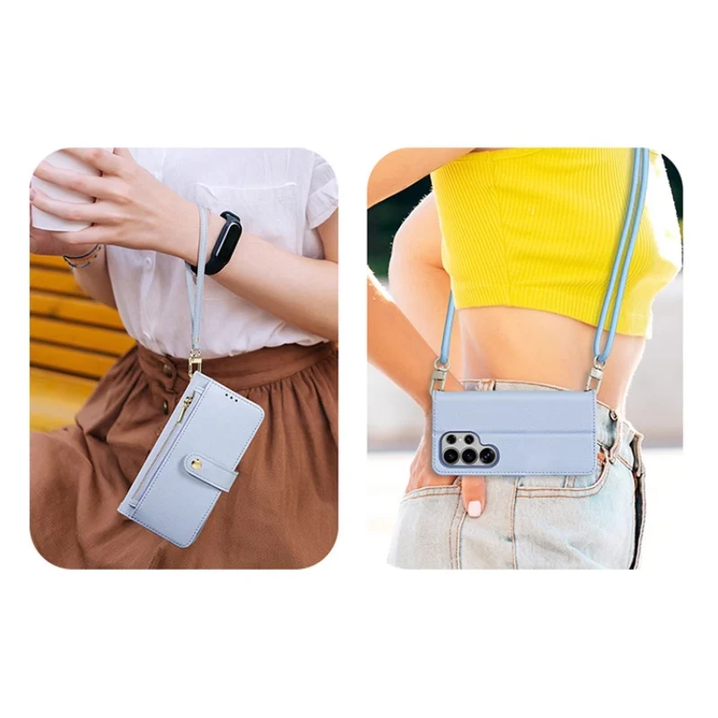 [Magsafe Compatible] Samsung Galaxy S25/Plus/Ultra - Leather Magnetic Detachable Skin-friendly Matte Flip Wallet Series Case With Wrist Strap - Image 13