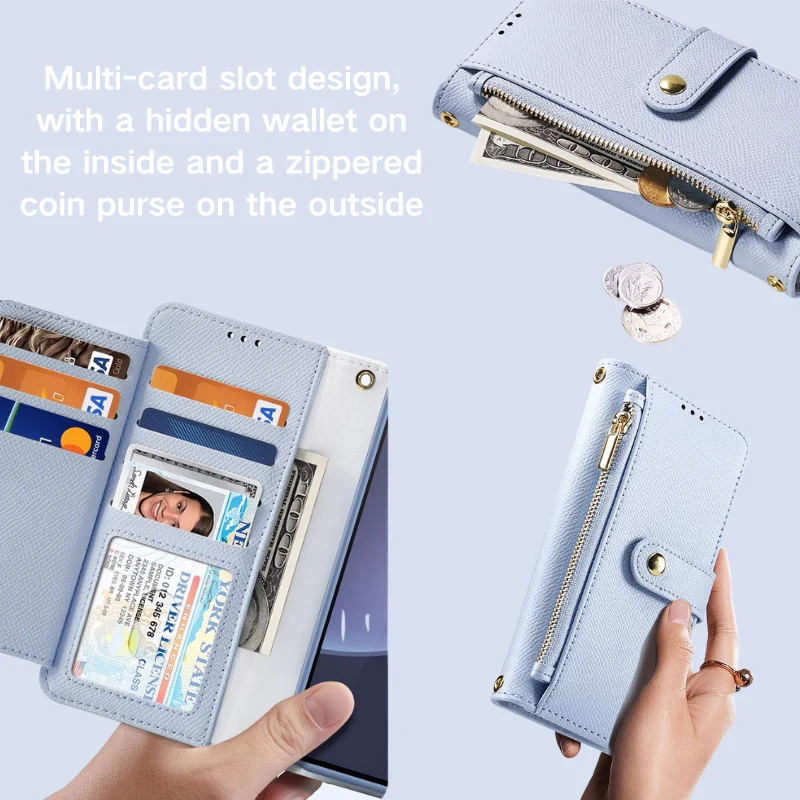 [Magsafe Compatible] Samsung Galaxy S25/Plus/Ultra - Leather Magnetic Detachable Skin-friendly Matte Flip Wallet Series Case With Wrist Strap - Image 8