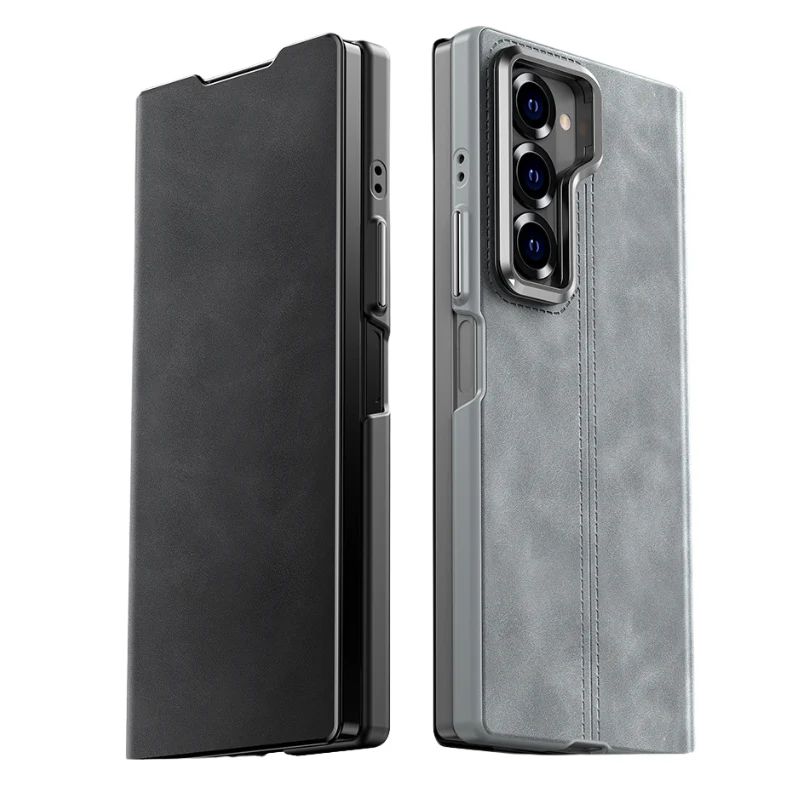 [Magsafe Compatible] Samsung Galaxy Z Fold6 (SM-F956) - Business Skin Friendly Camera Frame Holder Stand Leather Case