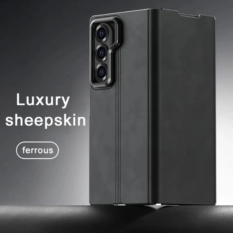 [Magsafe Compatible] Samsung Galaxy Z Fold6 (SM-F956) - Business Skin Friendly Camera Frame Holder Stand Leather Case - Image 4